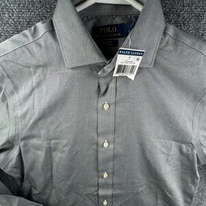 NWT Polo Ralph Lauren Button Shirt Gray Long Sleeve Slim Fit Easy Care 15 32/33